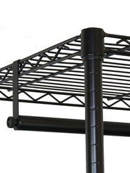 Oceanstar Adjustable Shelving Rack with Hooks, Black GRS1514