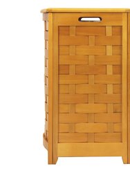 Oceanstar Natural Finished Bowed Front Veneer Laundry Wood Hamper with Interior Bag BHV0100N