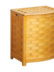 Oceanstar Natural Finished Bowed Front Veneer Laundry Wood Hamper with Interior Bag BHV0100N