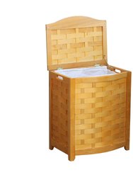 Oceanstar Natural Finished Bowed Front Veneer Laundry Wood Hamper with Interior Bag BHV0100N