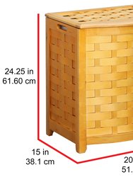 Oceanstar Natural Finished Bowed Front Veneer Laundry Wood Hamper with Interior Bag BHV0100N