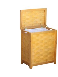 Oceanstar Natural Finished Rectangular Veneer Laundry Wood Hamper with Interior Bag RHV0103N