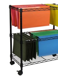 Oceanstar Portable 2-Tier Metal Rolling File Cart, Black 2MRC1507