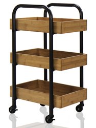 Oceanstar Portable Storage Cart with 3 Easy Removable Bamboo Trays 3SC1675