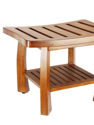 Oceanstar Solid Wood Spa Bench with Storage Shelf, Teak Color Finish SB1521