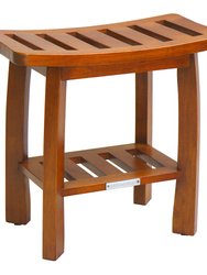 Oceanstar Solid Wood Spa Bench with Storage Shelf, Teak Color Finish SB1682