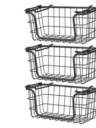 Oceanstar Stackable Metal Wire Storage Basket Set for Pantry, Countertop, Kitchen or Bathroom BSS1811 - Black