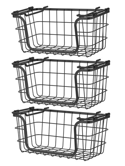 Oceanstar Oceanstar Stackable Metal Wire Storage Basket Set for Pantry, Countertop, Kitchen or Bathroom product
