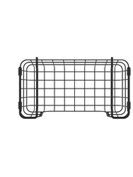 Oceanstar Stackable Metal Wire Storage Basket Set for Pantry, Countertop, Kitchen or Bathroom - Black (Set of 2)