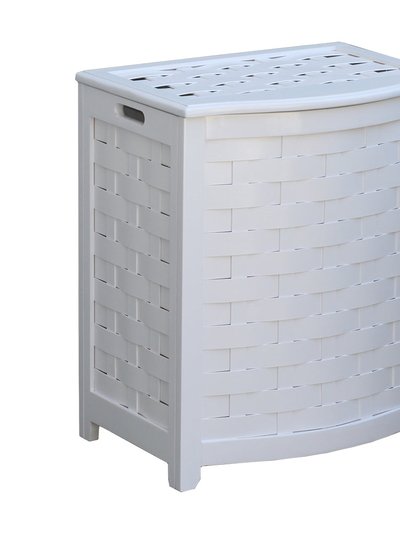 Oceanstar Oceanstar White Finished Bowed Front Veneer Laundry Wood Hamper with Interior Bag BHV0100W product