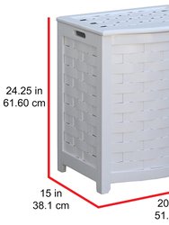 Oceanstar White Finished Bowed Front Veneer Laundry Wood Hamper with Interior Bag BHV0100W