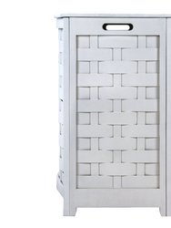 Oceanstar White Finished Bowed Front Veneer Laundry Wood Hamper with Interior Bag BHV0100W