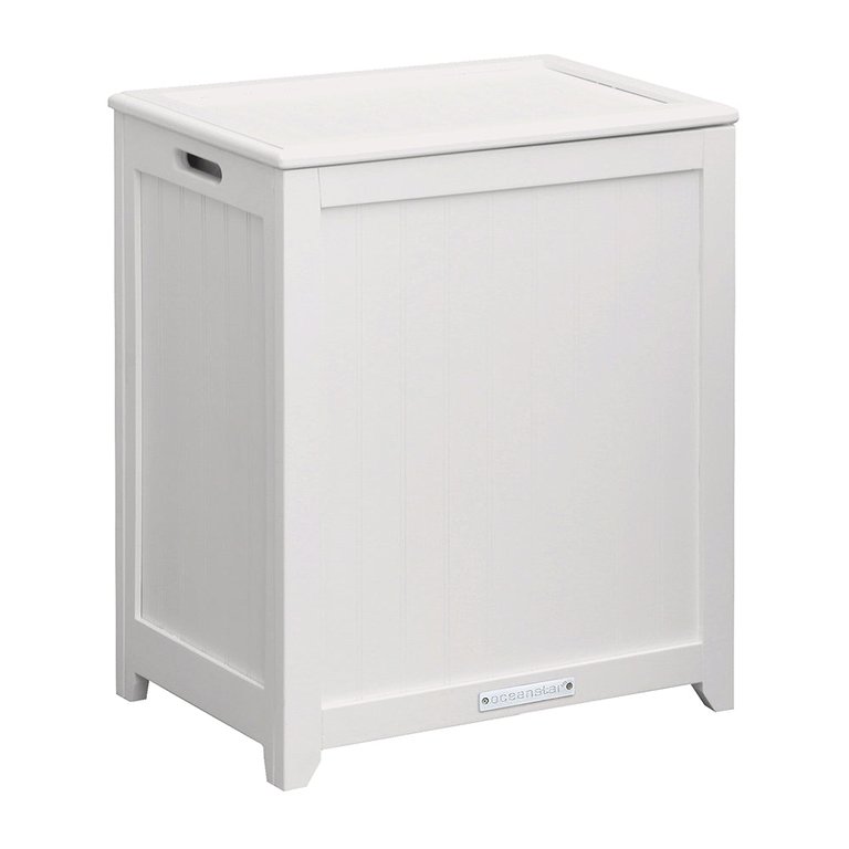 Oceanstar White Finished Rectangular Laundry HPL Wood Hamper with Interior Bag RHP0109W