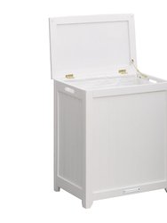 Oceanstar White Finished Rectangular Laundry HPL Wood Hamper with Interior Bag RHP0109W