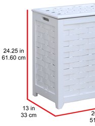 Oceanstar White Finished Rectangular Veneer Laundry Wood Hamper with Interior Bag RHV0103W