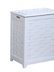 Oceanstar White Finished Rectangular Veneer Laundry Wood Hamper with Interior Bag RHV0103W