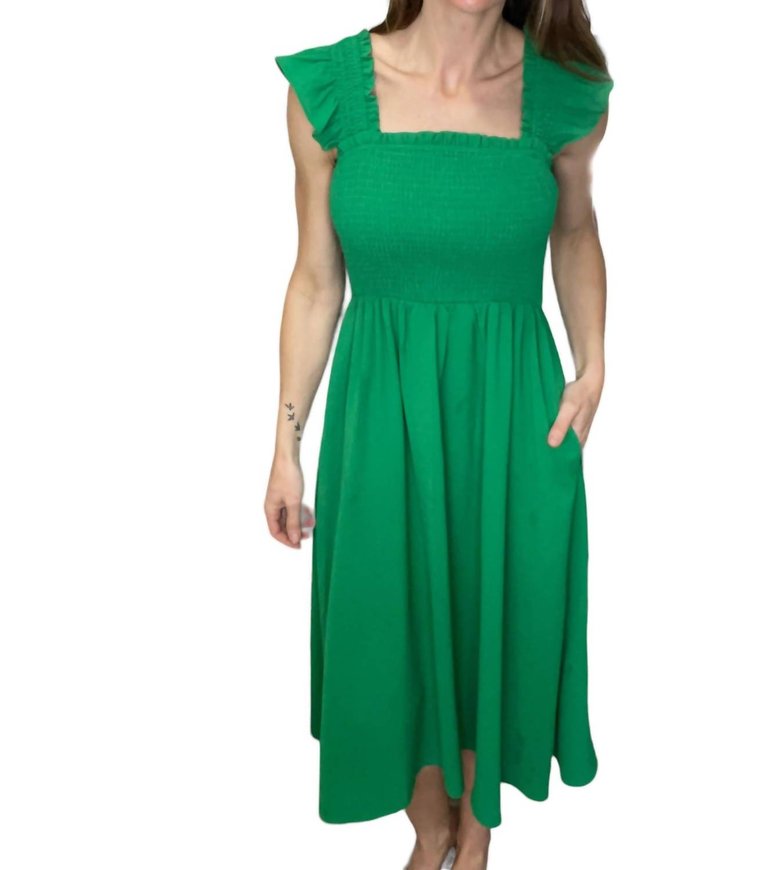 Kelly Midi Dress In Green - Green
