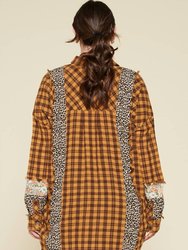 Plaid Oversized Floral And Animal Print Plus Shirt