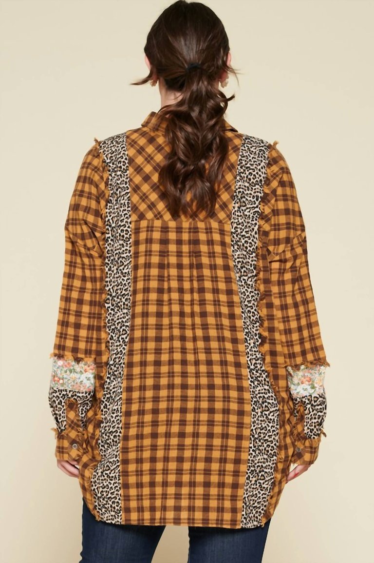 Plaid Oversized Floral And Animal Print Plus Shirt