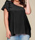 Plus Ruffled One Shoulder Top - Black