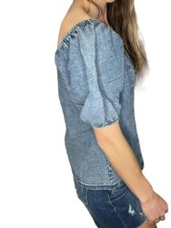 Square Neck Blouse - Washed Denim