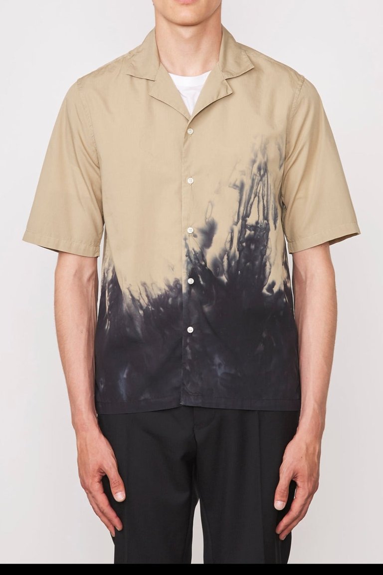 Eren Short Sleeve Dip Dyed Shirt - Khaki-Black