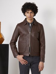 Kael Jacket French Leather Grain - Brown