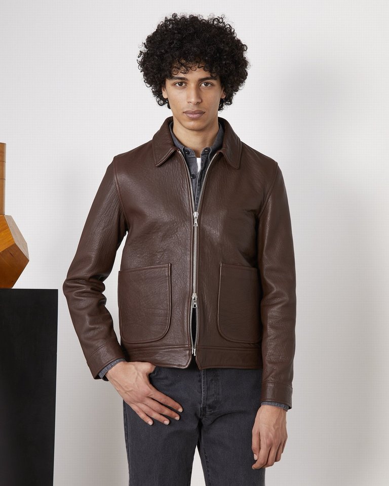 Kael Jacket French Leather Grain - Brown