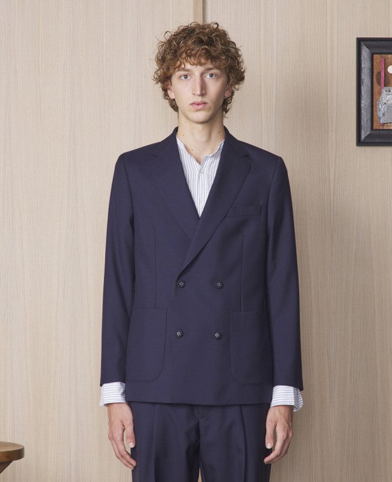 Leon Italian Fresco Jacket - Navy