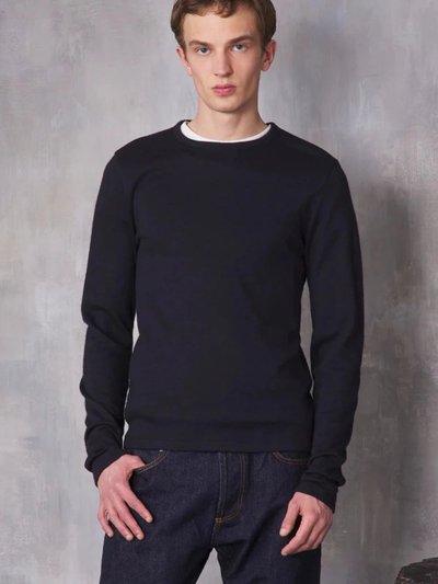 Officine Generale Long-Sleeves Tee-Shirt Double Face Felted Wool - Dark Navy product