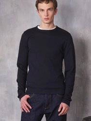 Long-Sleeves Tee-Shirt Double Face Felted Wool - Dark Navy - Dark Navy