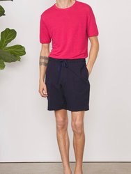 Phil Seersucker Cotton Shorts - Navy