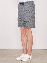 Phil Seersucker Shorts - White-Navy