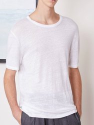 Short Sleeve Tee Piece Dyed French Linen - White
