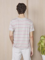 Short Sleeves Tee French Linen Stripes