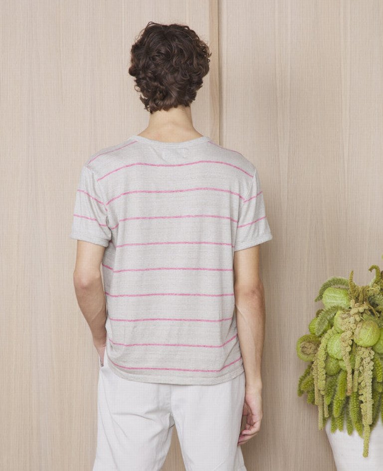 Short Sleeves Tee French Linen Stripes