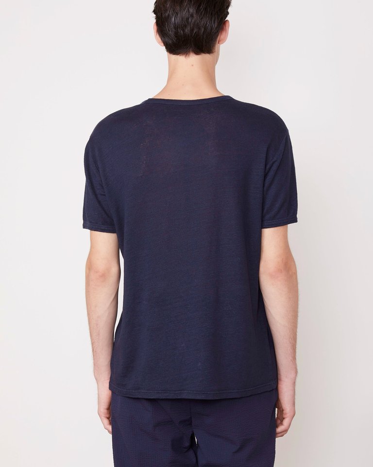 Short Sleeves Tee Piece Dyed French Linen