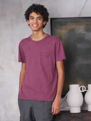 SS Tee PKT CO Linen Tencel Slub - Plum Wine