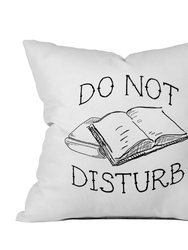 "Do Not Disturb" Book Lovers Throw Pillow Cover - Black Watercolor