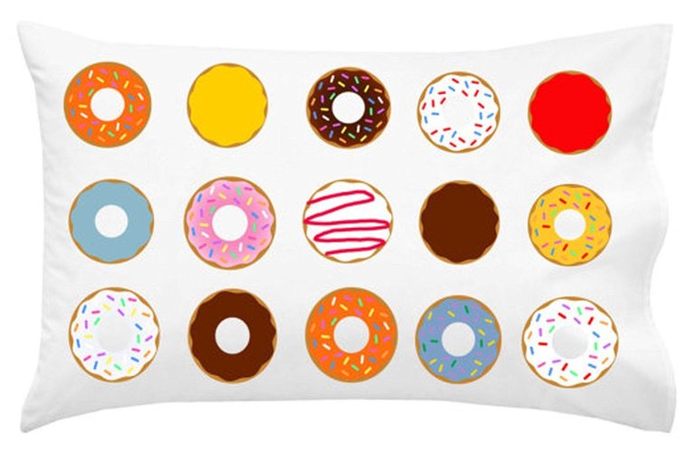 Donuts Pillowcase - Cute Pillowcase ("(1)" 14x19 inch Toddler Size)