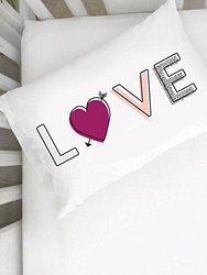Love Multicolored Pillowcase (One 14 x 20.5 Toddler Size Pillow Case) Couples Gifts For Her-Wedding Decoration Birthday Present - White