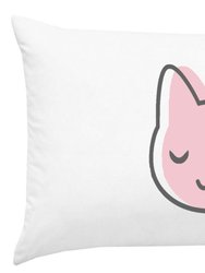 Pink Cat Face Pillowcase - White