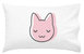 Pink Cat Face Pillowcase - White