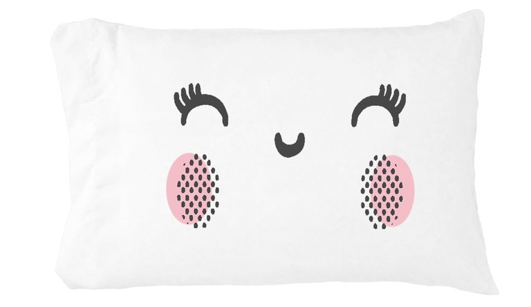 Pink Cheeks Smiley Face Toddler Pillowcase - White