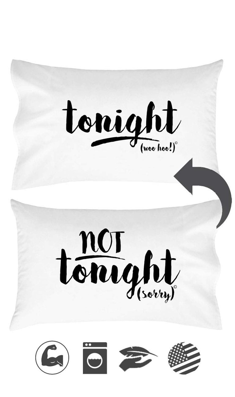 Tonight Not Tonight Reversible Pillowcase - White