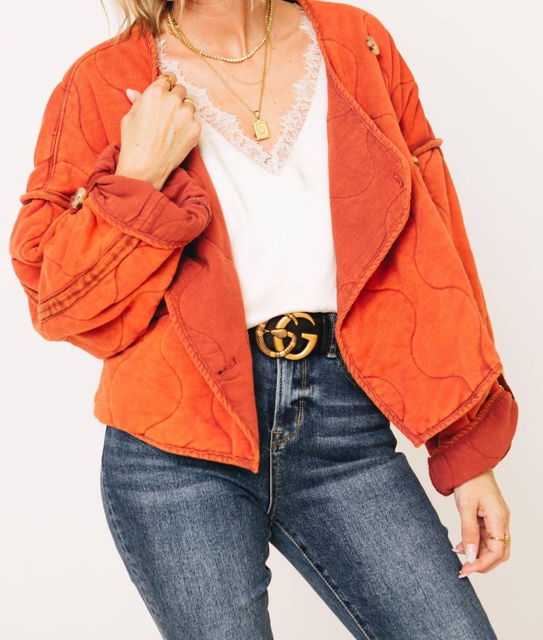 Bohemian Bliss Quilted Cropped Jacket In Clay