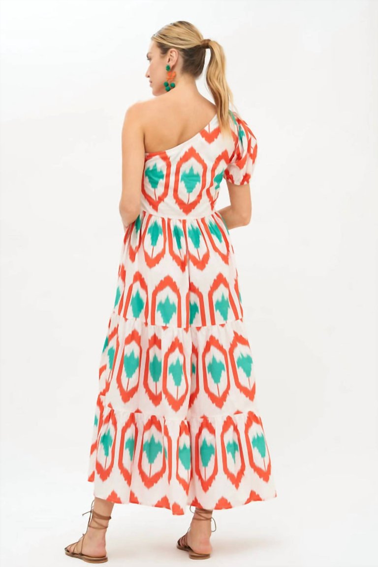 One Shoulder Maxi Dress In Coral Odisha