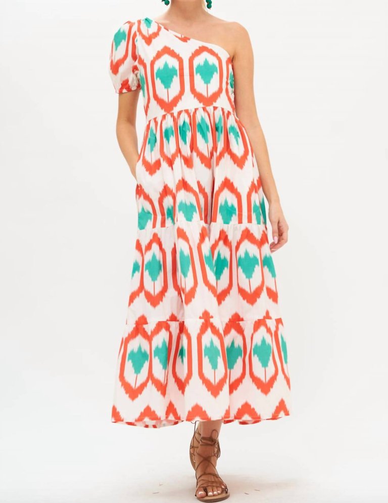 One Shoulder Maxi Dress In Coral Odisha - Coral Odisha