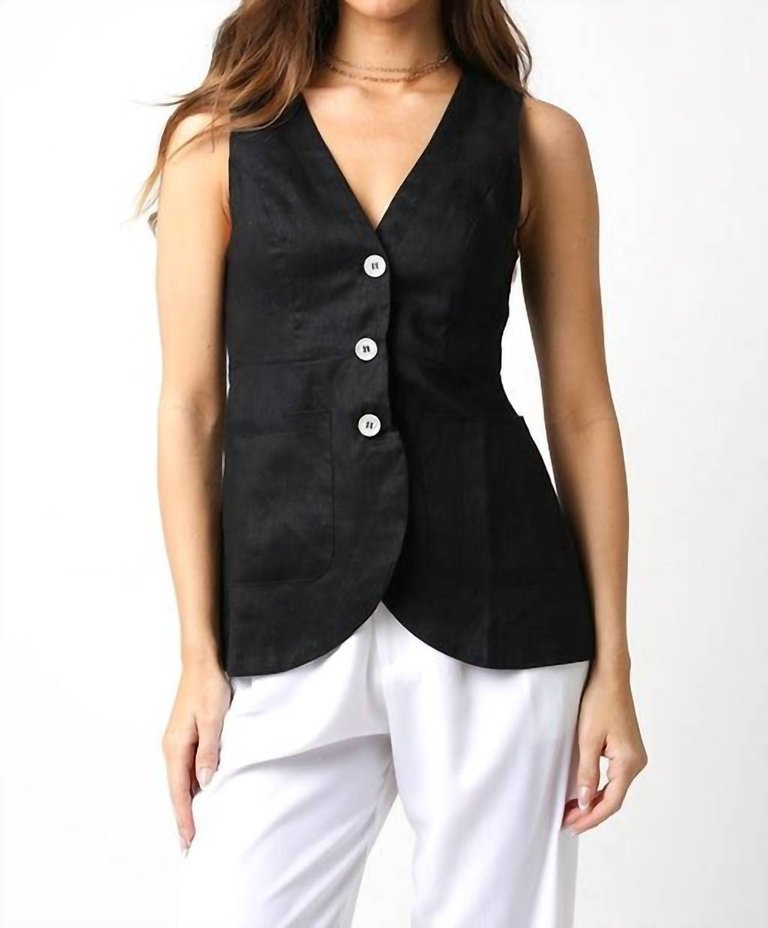 Alyssa Linen Top In Black