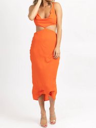 Back Tie Sleeveless Midi Dress - Orange